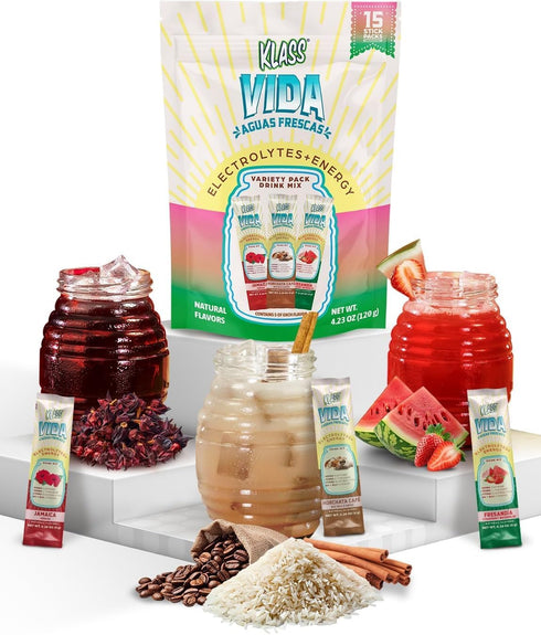 KLASS VIDA Hydration + Energy Electrolyte Drink Mix Variety Pack with Hibiscus,