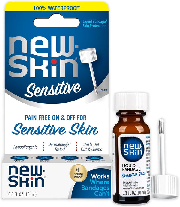 New-Skin Sensitive Skin Hypoallergenic Liquid Bandage, 0.3 Ounce for Minor Cuts and Scrapes