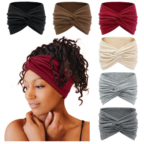 Tobeffect Wide Headbands for Women, 7'' Extra Large Turban Hairband Accessories, 6 Pack