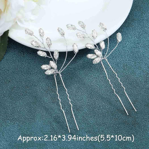Jeairts Rhinestone Hair Pins, Crystal Wedding Headpiece, Sparkly Bride Hair Accessories for Women and Girls