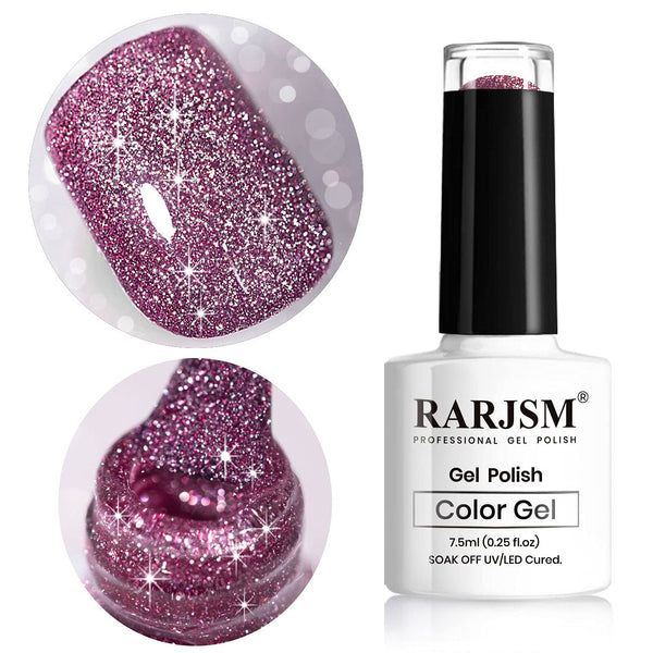 Reflective Glitter Gel Nail Polish, Diamond Violet Nail Polish, Sparkly Shiny Gel Varnish for Nail DIY at Home