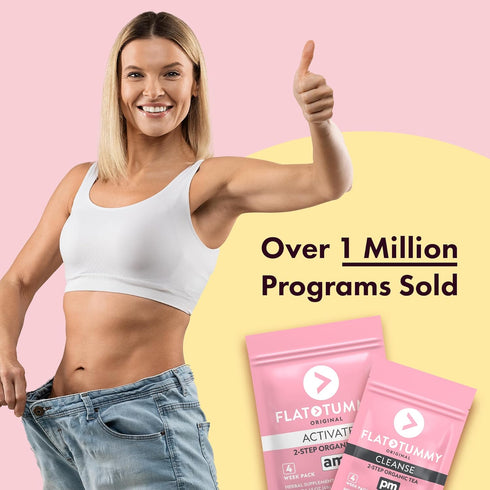 Tummy 2-step, 4 Flat Tea Week Program Detox Tea to Boost Energy & Reduce Bloating* - All Natural Detox Cleanse w/ Green