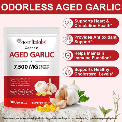 ZUZOKKAHA 7,500mg (15:1 Immune 300 Aged Garlic Extract Softgels - Equivalent Strength Concentrate) - Supports Heart