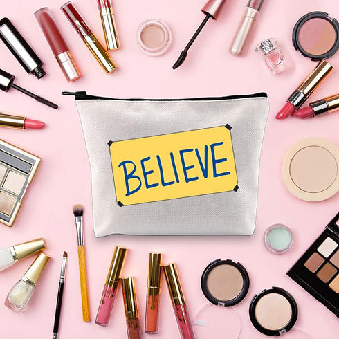 TOBGBE Believe Makeup Bag, Funny Gift for Women, TV Show Merchandise, Soccer Football Lover Travel Case