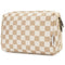 Large Light Checkerboard Makeup Bag Zipper Pouch Travel Cosmetic Organizer for Women (Large)