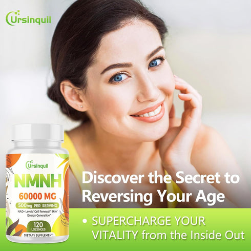 Sublingual NMNH 500mg NAD Supplement (120 Servings) to Boost NAD Levels for Anti-Aging, Energy, Immunity, Focus