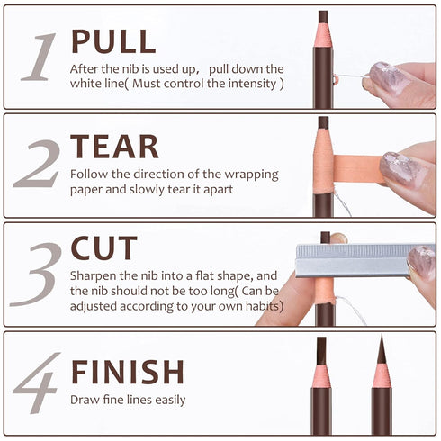 5pcs Microblading Pencil Set in 5 Colors - Waterproof Eyebrow Peel-off Pencil for Marking, Filling, Outlining
