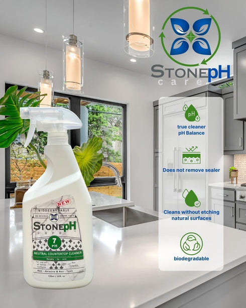 Countertop Cleaner Neutral Kitchen & Home Surfaces: Safe, Green, Non Toxic, Biodegradable Lemon Spray, 25 fl. Oz