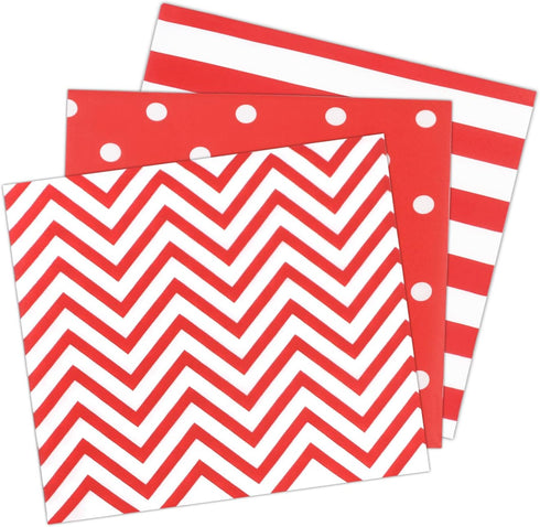 Disposable 2-ply Party Napkins, Striped Chevron Polka Dot Paper Napkins for Birthday, 60-Count, 13" x 13" Red