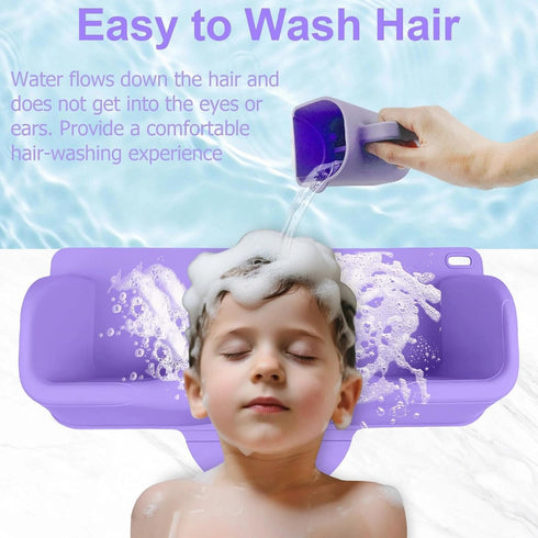 nestery Hair Washing Station for Kids, Silicone Portable Shampoo Bowl and Elderly with Rinse Cup & Scalp Massager, Hair