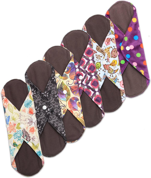 Teamoy 11.6" Reusable Washable Sanitary Pads, 6Pcs Cloth Menstrual Napkins with Wet Bag for Heavy Flow or Overnight Use