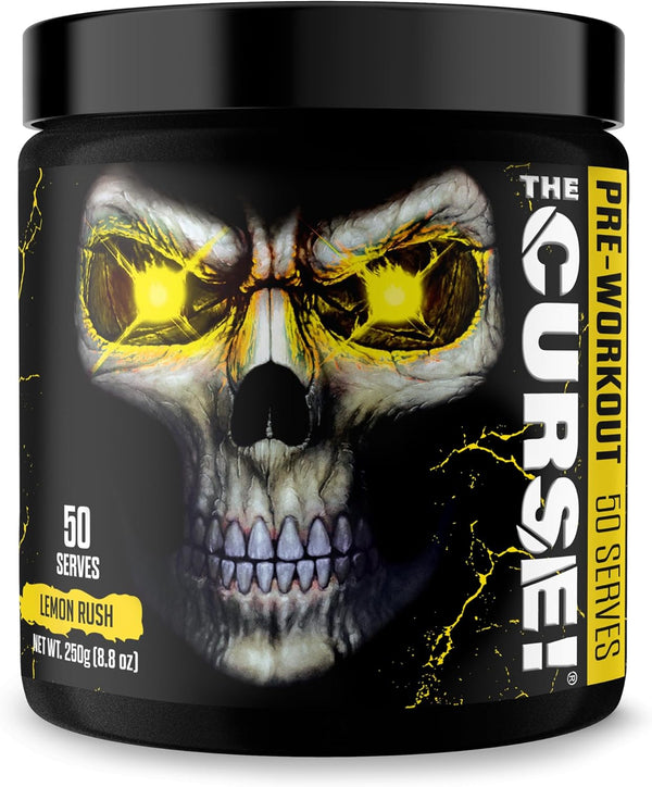 JNX SPORTS The Curse! Pre Workout Powder - Lemon Rush, 50 Servings, Boost Strength, Energy + Focus