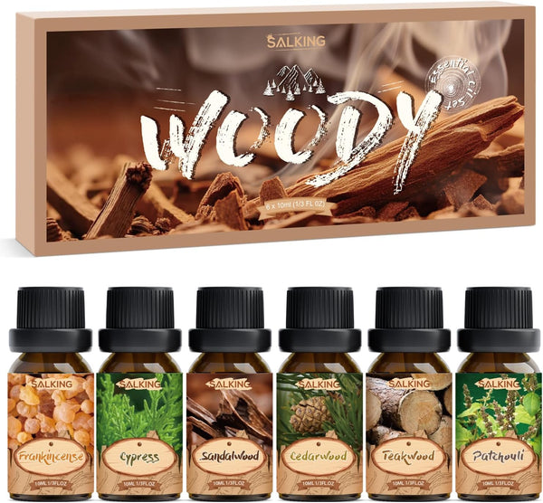 SALKING Woody Essential Oils Gift Set, Natural and Pure Aromatherapy Fragrance Oils