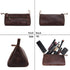 Makeup Bag for Travel - Slim Stylish Design, Genuine Leather Stationary Bag Fits in All Purses & Bags