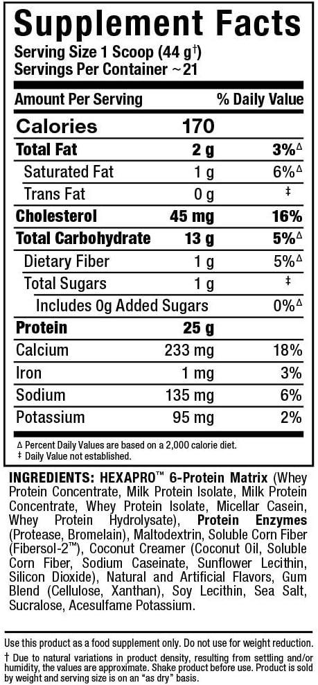 ALLMAX HEXAPRO Protein Powder - French Vanilla, 2 lb, 25 Grams of Protein Per Serving, 8-Hour Sustained Release