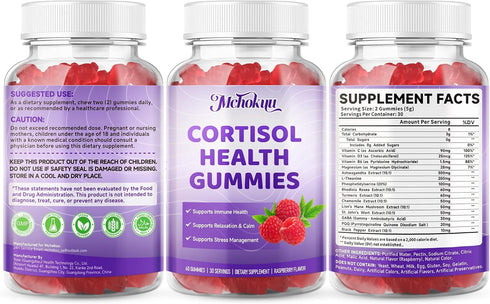 Gummies Gummies 60 Count Cortisol Supplement for Women Sugar Free Cortisol with Ashwagandha, Magnesium, L-Theanine