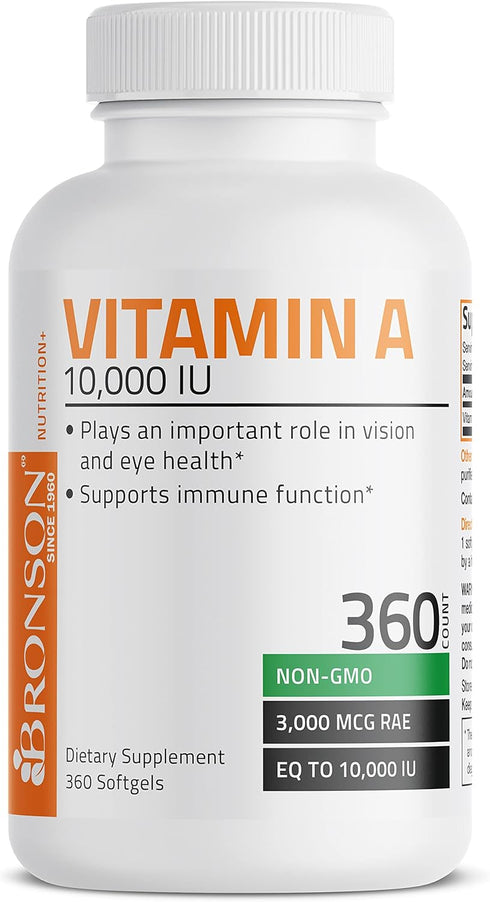 Bronson Vitamin A 10,000 IU Premium Non-GMO Formula - Supports Healthy Vision, Immune System, Growth & Reproduction,