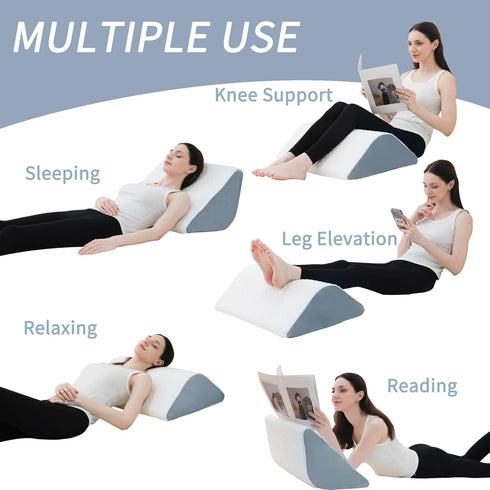 Knee Wedge Pillow, Bed Wedge Pillow for Sleeping, After Surgery Leg Pillow for Knee Pain Relief, Back Pain, Sciatica,