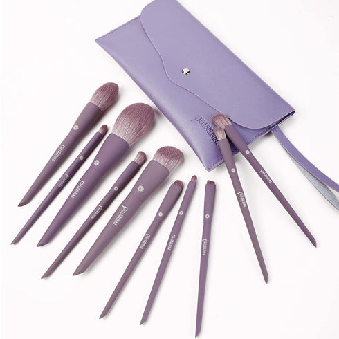 MSQ Make Up Brushes, 10Pcs Makeup Brush Set with Foundation, Blending, and Eyeshadow Brushes, Synthetic Hair, Purple