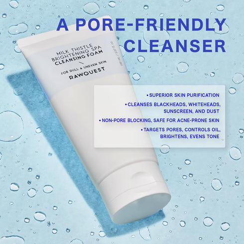 RAWQUEST Korean Deep Pore Cleansing Foam | Brightening Daily Face Wash Cleanser with 82% Milk Thistle