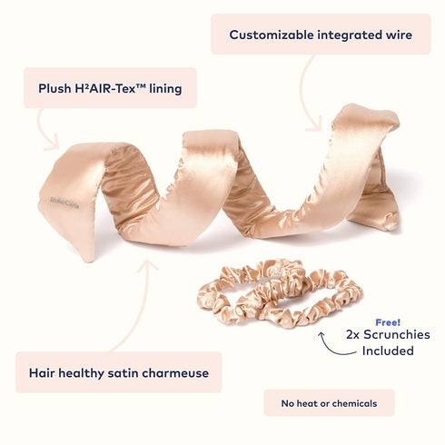 RobeCurls Heatless Hair Curler Set, Satin Curling Headband for Natural No-Heat Curls, Cream