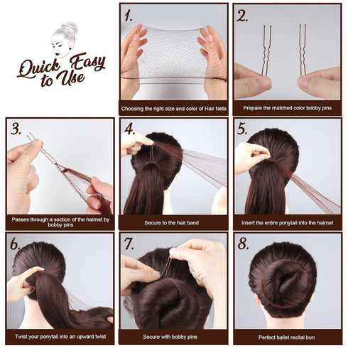 Teenitor Hair Nets, 40pcs Invisible Hair Nets for Ballet Recital, 80pcs Bobby Pins, Brown