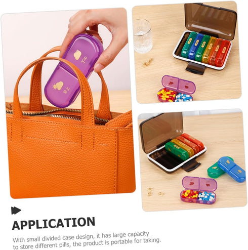 Weekly Portable Pill Organizer Medicine Case with Colorful Compartments Small Travel Pill Box for Daily Vitamin