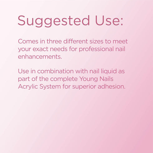 Young Nails Acrylic Core Powder - Self-Leveling Clear Nude Pink White Acrylic Powder, 45g