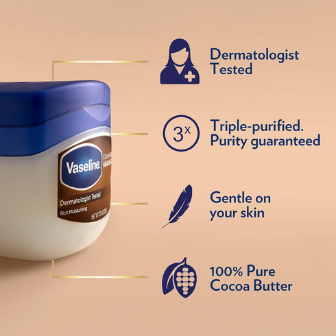 Vaseline Original & Cocoa Butter Healing Jelly Travel-Size Variety 4-Pack – Rich Moisturizing Ointment for Soothing