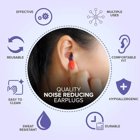 Ear Plugs for Sleeping by LaloLab | Comfortable Reusable Noise Cancelling Earplugs for Sleep, Snoring, Travel & Work |
