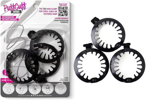 PuffCuff Mini 2.5" Hair Clamps, 3 Pieces, for Natural Thick, Curly, Kinky, Textured Hair