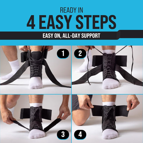 Z ATHLETICS Ankle Brace for Women & Men - Lace Up Adjustable Support with Side Stabilizers for Sprained Ankle, Achilles