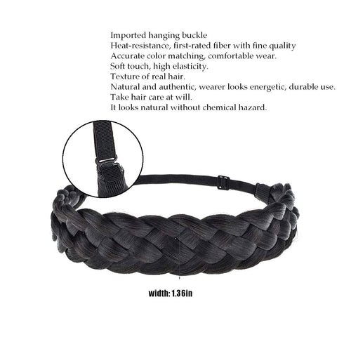 TOECWEGR 5 Strands Synthetic Hair Braided Headband Hairpiece Classic Chunky Wide Plaited Braids ElasticMulti Color Headband Ladies Beauty Hair Accessories …