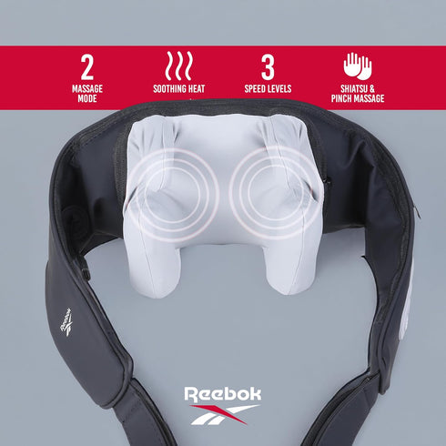 Reebok - Trapezius Kneading Massager, Neck and Shoulder Massager for Targeted Muscle Relief and Relaxation (Black)
