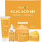 Kojic Acid Skincare Set – Kojic Soap Cleanser, Exfoliating Body Scrub, Face Cream & Brightening Serum for Dark Spots