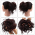 Tousled Updo Messy Bun Hair Piece, Synthetic Wavy Extension Ponytail with Elastic Rubber Band for Women-33#