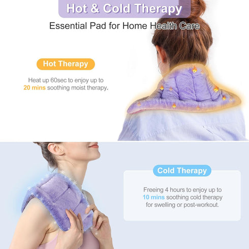 SuzziPad Microwave Heating Pad 7x16 - Moist Heat Pack for Pain Relief, Cramps, Muscle Ache, Purple