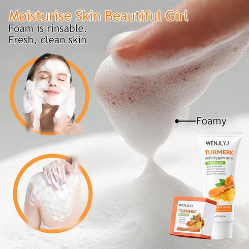 Turmeric Soap Skincare Set with Honey Face Sheets Mask, Travel Size Turmeric Face Wash, Moisturizing Gift Set for Women