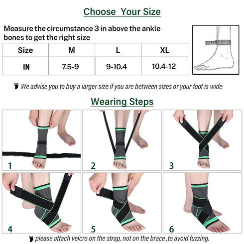 Adjustable Compression Ankle Support Brace for Men Women, Eases Pain and Swelling for Sprained Ankle (X-Large)