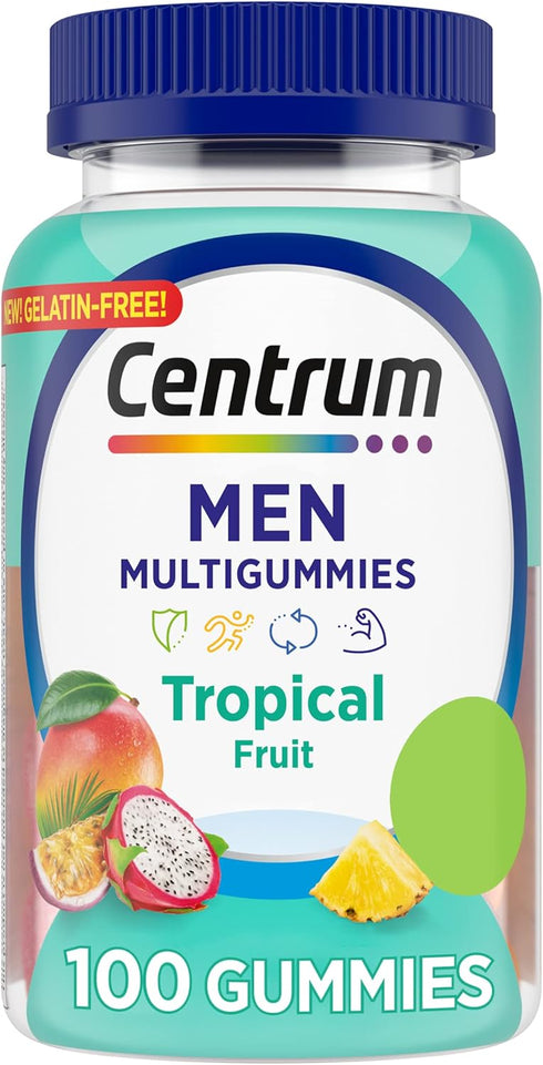 Centrum Men's Multivitamin Gummies, 100 Count, Tropical Fruit Flavors from Natural Sources, 50 Day Supply