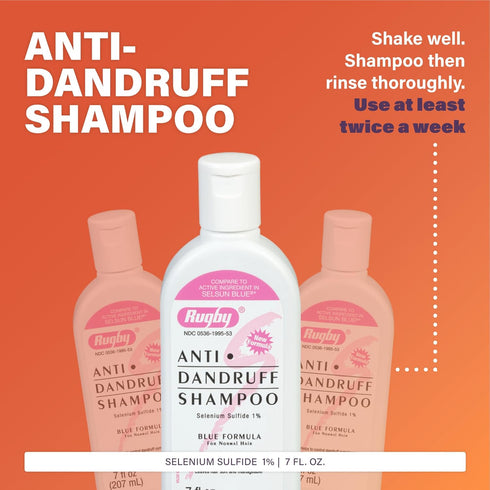 Rugby Selenium Sulfide Anti-Dandruff Shampoo, Blue Formula, 7 Oz (1-Pack)