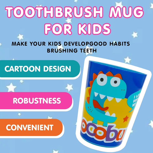 Dinosaurs 4-Piece Toothbrush Set for Kids, Travel Set with Toothbrush, Cap, Cup, and Carry Bag