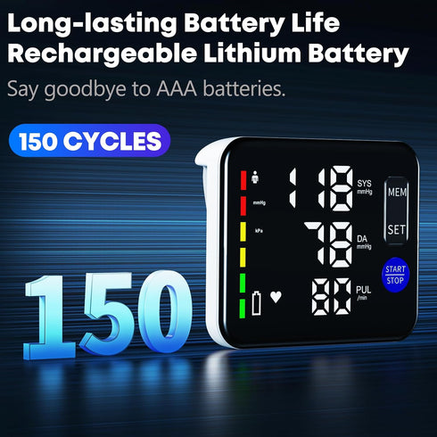 Blood Pressure Monitor Upper Arm - Rechargeable Home Use BP Machine with Large LED Screen and Talking Function