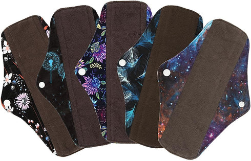 ReUseLife 5 Pack 10 Inch Cloth Menstrual Pads,Reusable Sanitary Pads,Washable Panty Liner,Unscented