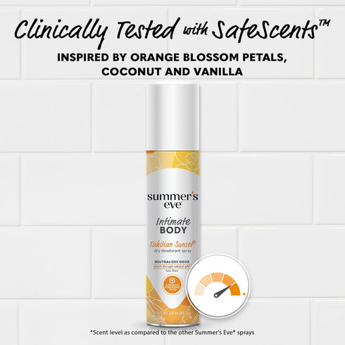 Summer's Sunset 2 Oz, Pack 6 Eve Tahitian Daily Feminine Spray with Talc-Free, Odor-Neutralizing and Moisture-Absorbing