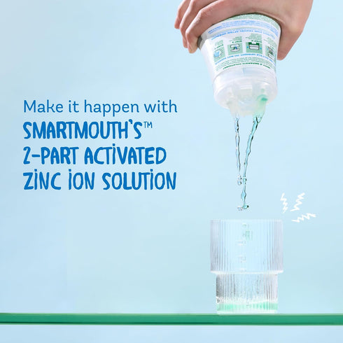 SmartMouth DDS Activated Clinical Mouthwash with Tongue Cleaner - 16 fl oz for Fresh Breath and Gum Health, Clean Mint