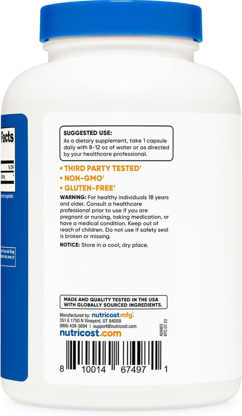 Nutricost Taurine 1000mg Capsules, 240 Capsules Per Bottle, Non-GMO & Gluten Free Supplement