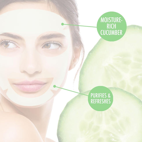 L'Action Paris Cucumber Purifying Spa Mask, Sheet Mask, Balances and Purifies Skin, Pack of 1