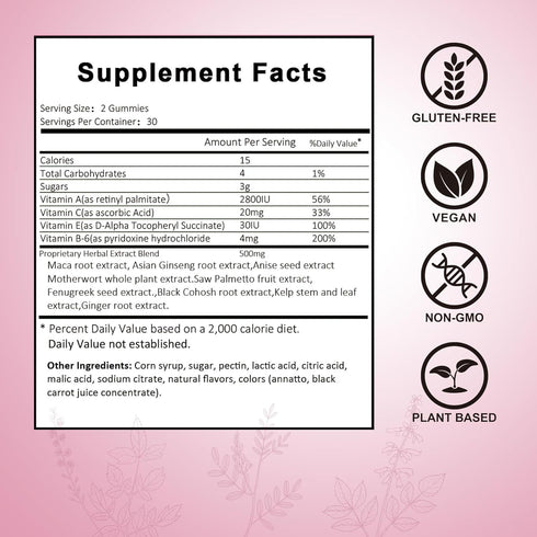 Gummies Gummies B6, 60 Count Laicuherb BBL for Women Curves-Berry Flaovr Booty with Vitamin A, C, Bear Shape Herbal