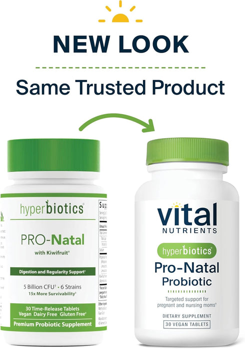 Hyperbiotics Vital Nutrients Pro-Natal Prenatal Probiotics for Women - 30 Tablets, Vegan, Gluten-Free